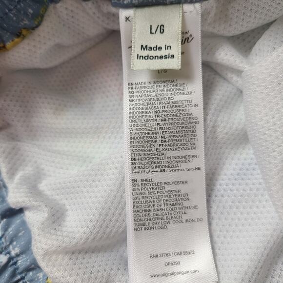 Original Penguin Men's Blue Lightweight Elastic Waistband Tropical Swim Trunks L - Picture 4 of 14